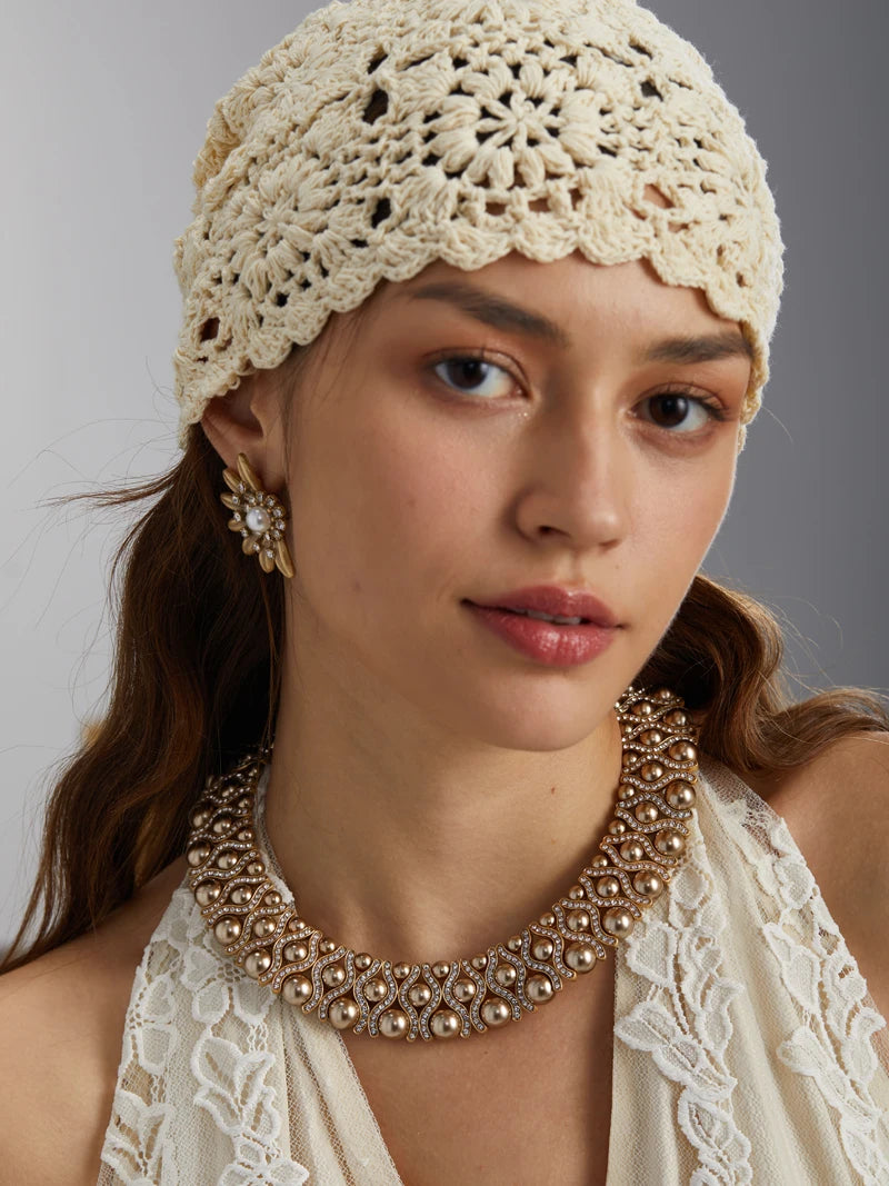 Vintage Half Daisy Pearl Earrings – Petal Sparkle & Feminine Grace