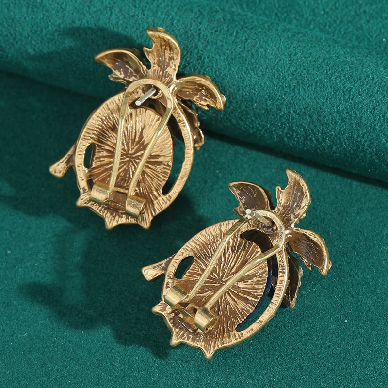 Vintage Lapis Lazuli Floral Stud Earrings – Petal Sparkle & Stone Power