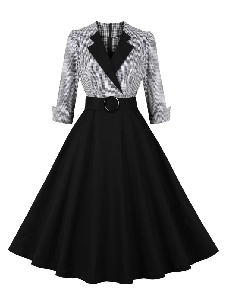 Retro 50s Swing Dress - Two-Tone Vintage Inspired Pin-Up & Party Dress