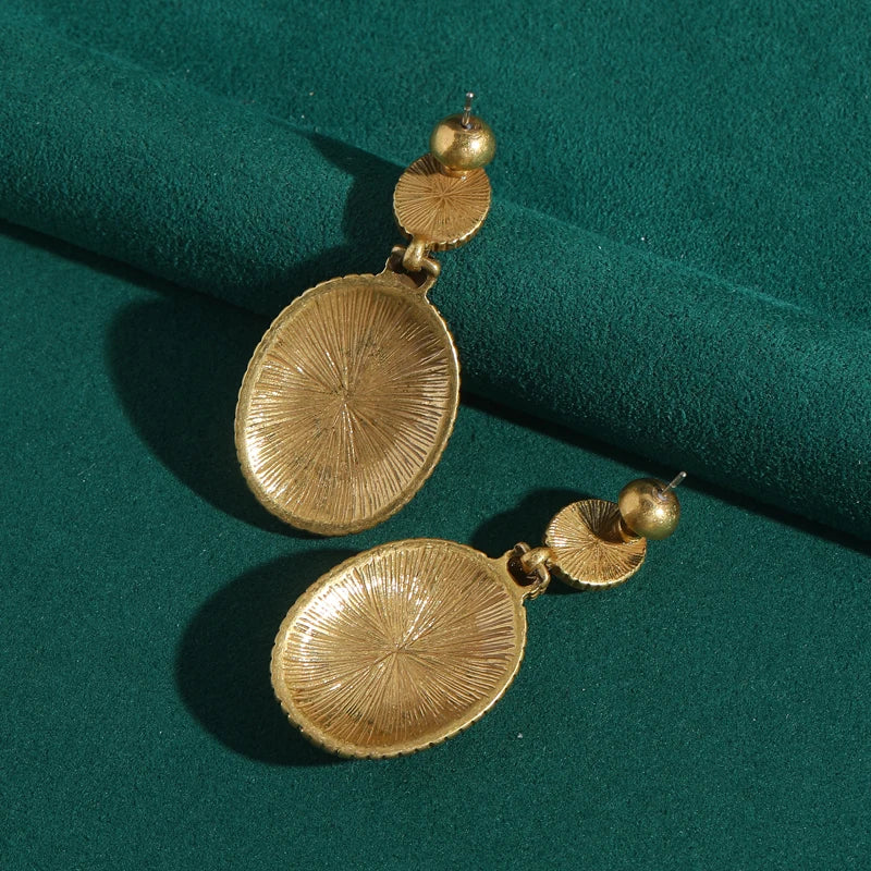 Vintage Oval Cameo Drop Earrings – Classical Elegance