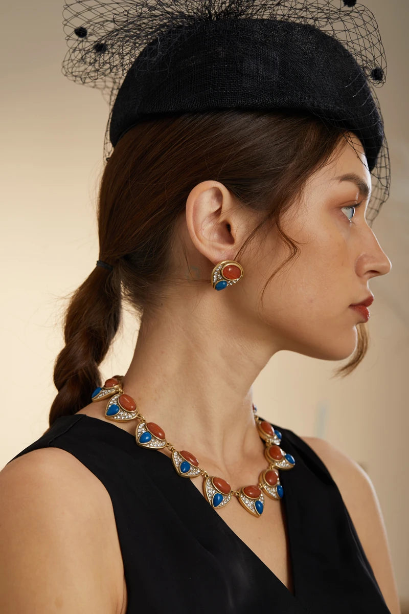 Vintage Red Agate Collar Choker Necklace