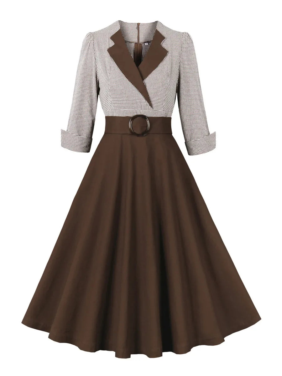 Retro 50s Swing Dress - Two-Tone Vintage Inspired Pin-Up & Party Dress