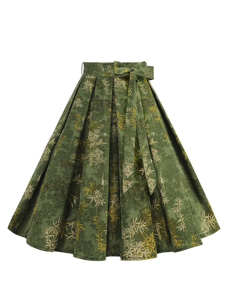 The "Bamboo Grove" 1950s Swing Skirt - Vintage Inspired Full Midi Skirt