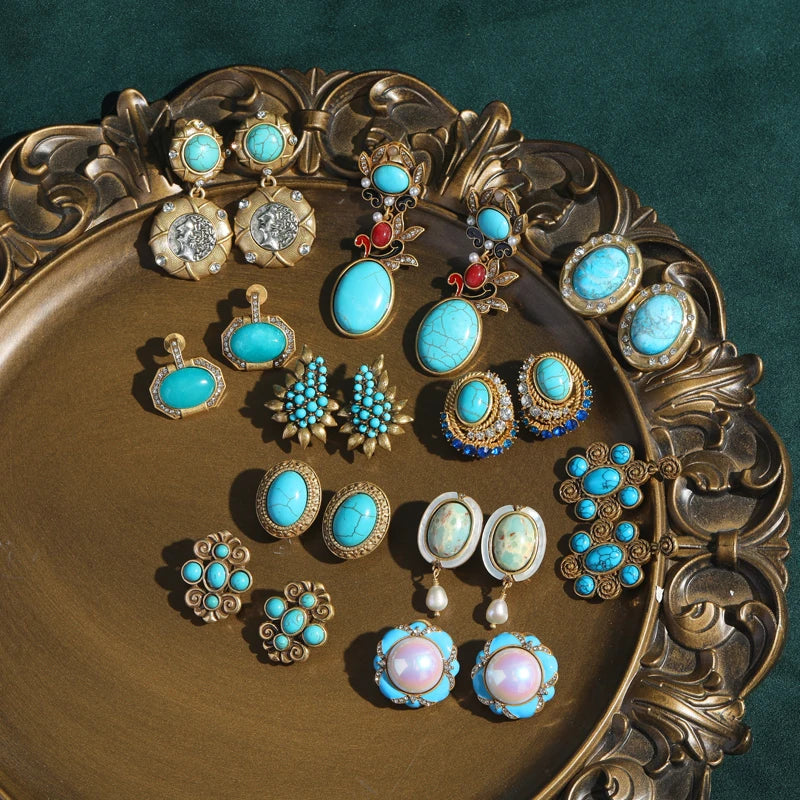 Vintage Turquoise Coin Drop Earrings – Classical Luxe