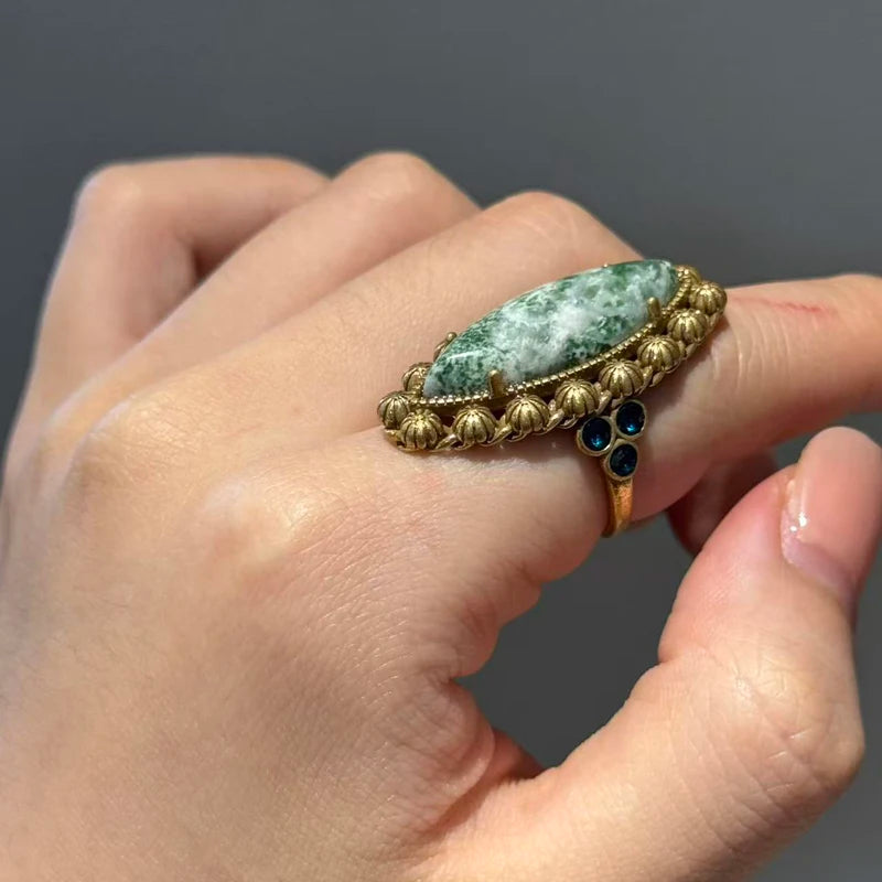 Vintage Marbled Stone Statement Ring