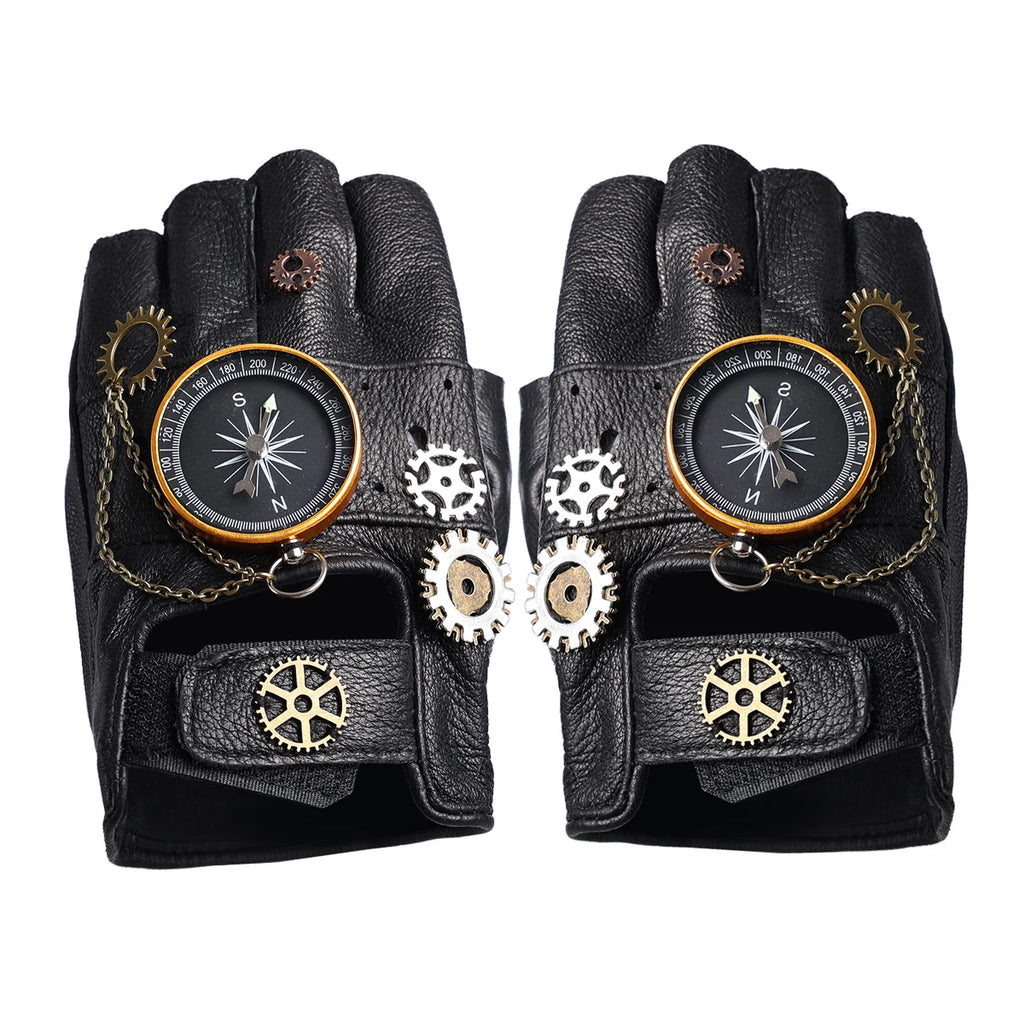 "Chrono Grip" Steampunk Compass Gloves – Unisex
