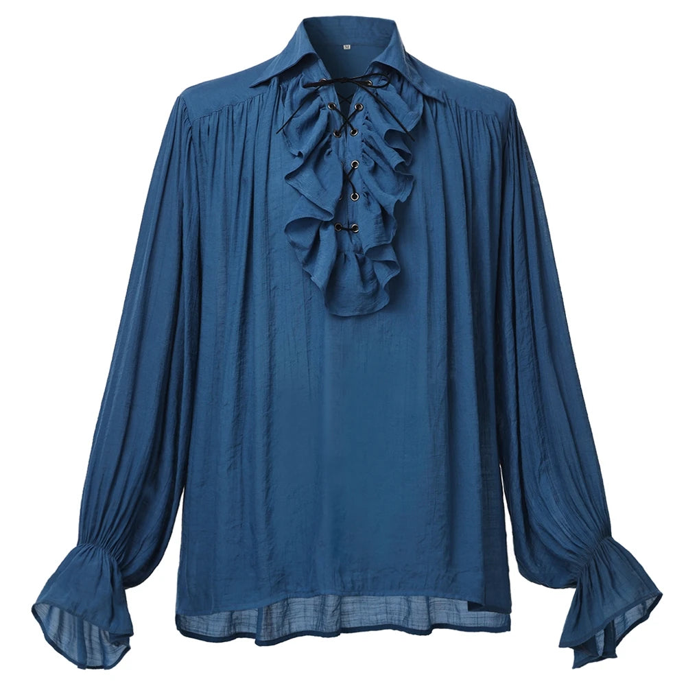Midnight Herald" Ruffled Collar Vintage Shirt – Unisex