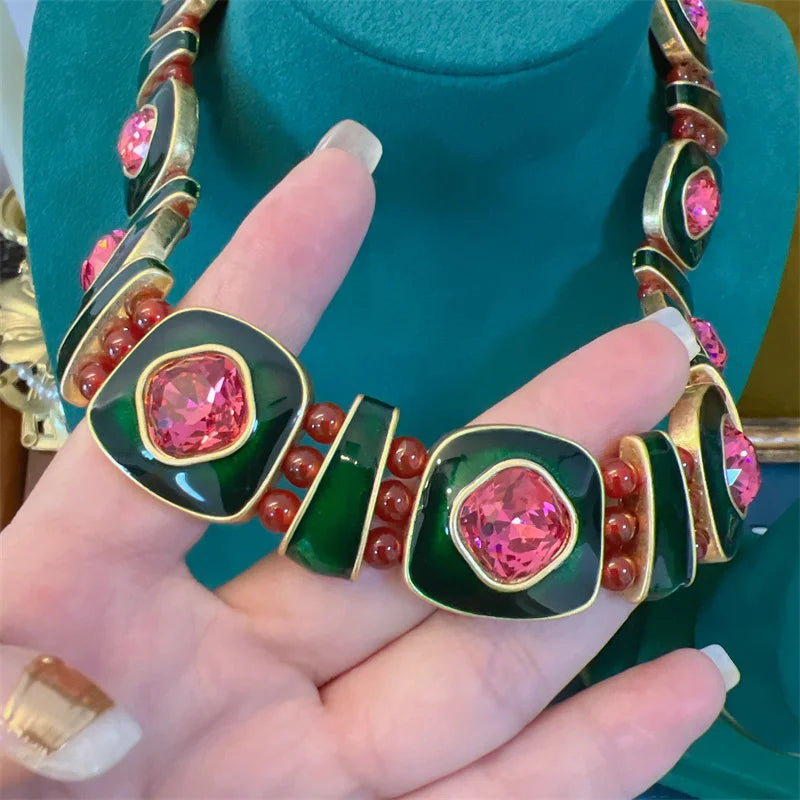 Vintage Square Christmas Jewelry Set – Boho Holiday Glam