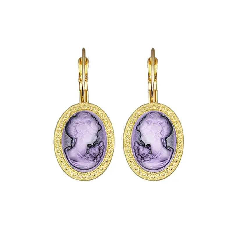 Lady Queen Cameo Drop Earrings (1890s Inspired)