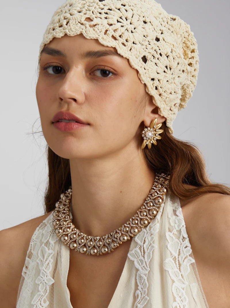 Vintage Half Daisy Pearl Earrings – Petal Sparkle & Feminine Grace