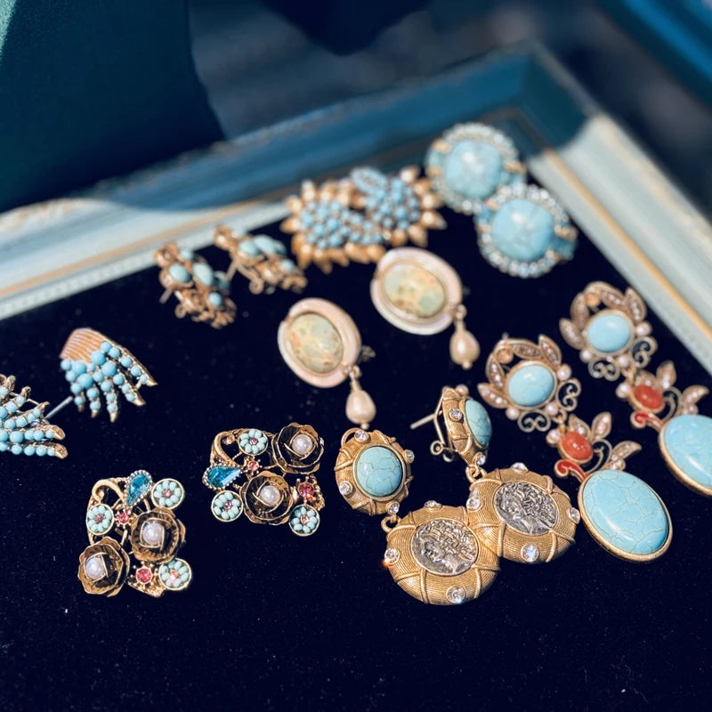Vintage Turquoise Coin Drop Earrings – Classical Luxe