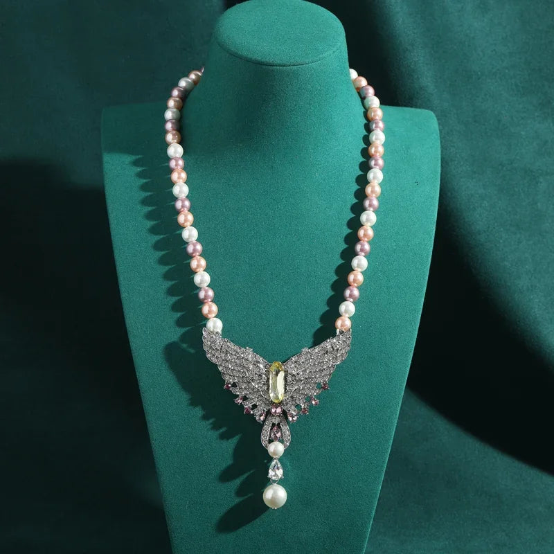 Vintage Boho Pearl Butterfly Necklace