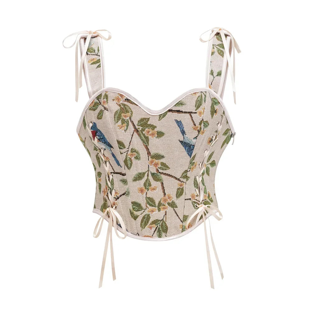 Vintage Tapestry Floral Corset Top - Embrace Your Inner Romantic