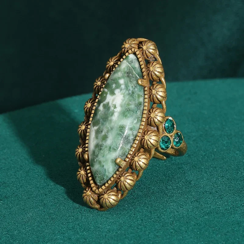 Vintage Marbled Stone Statement Ring