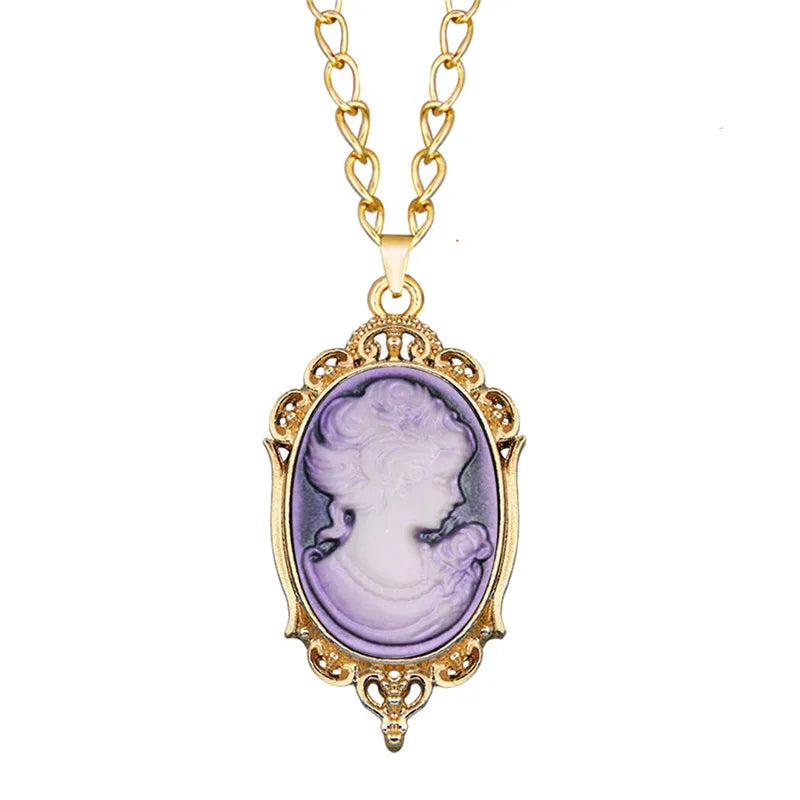 Victorian Cameo Resin Pendant Necklace (1890s Inspired)