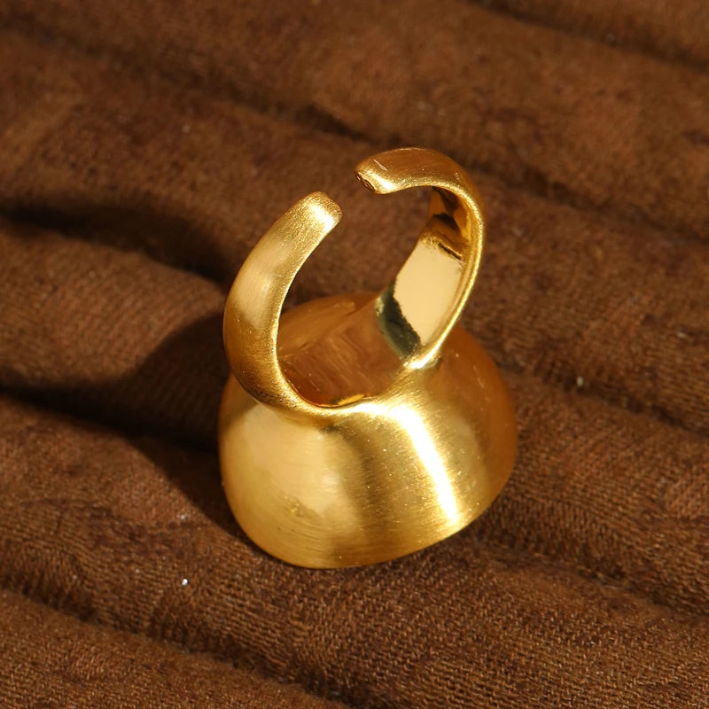 Vintage Green Crystal Starry Disc Gold-Plated Statement Ring – Adjustable