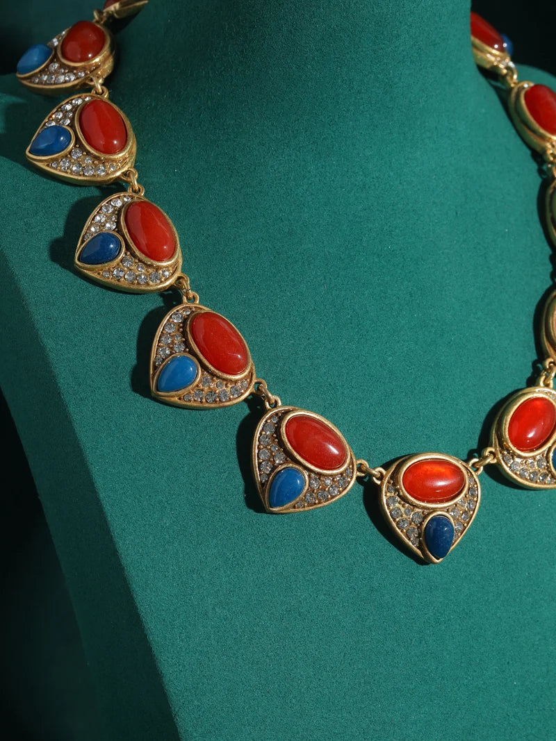 Vintage Red Agate Collar Choker Necklace