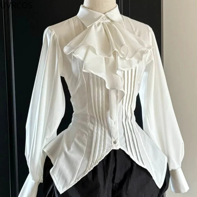 "White Widow of Whitby" Victorian-Edwardian Ruffled Blouse