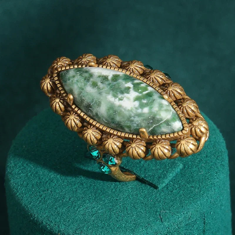 Vintage Marbled Stone Statement Ring