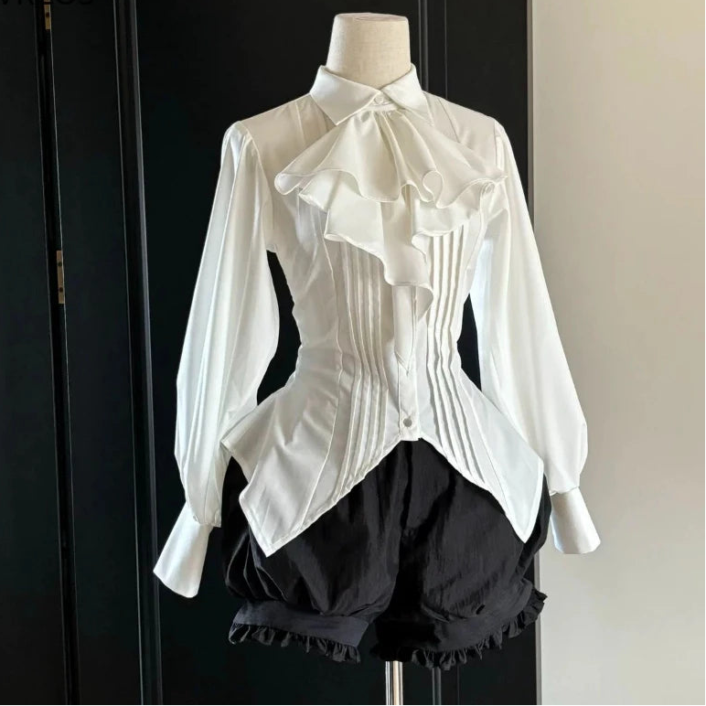 "White Widow of Whitby" Victorian-Edwardian Ruffled Blouse