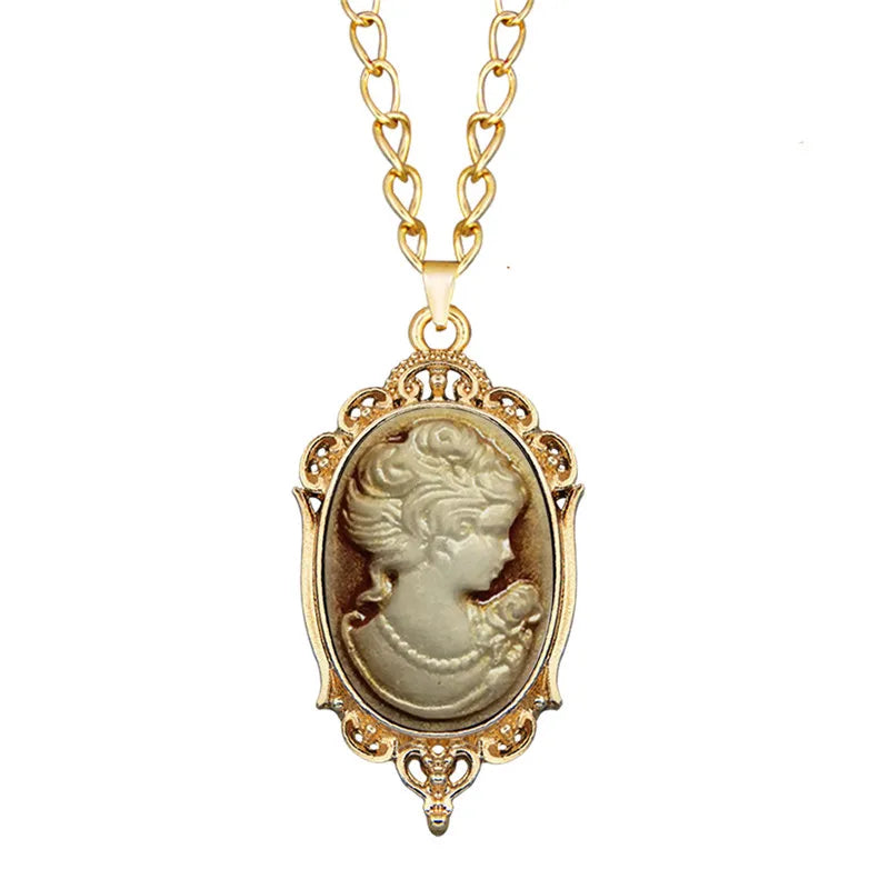 Victorian Cameo Resin Pendant Necklace (1890s Inspired)