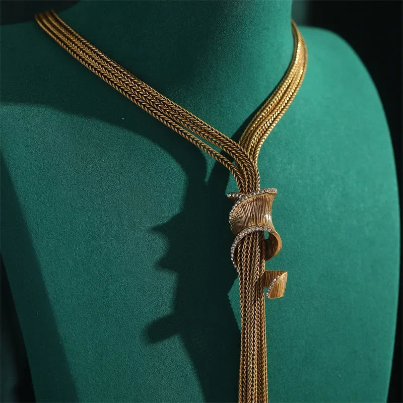 Gold Chain Pearl Tassel Necklace – Baroque Bohemian Revival