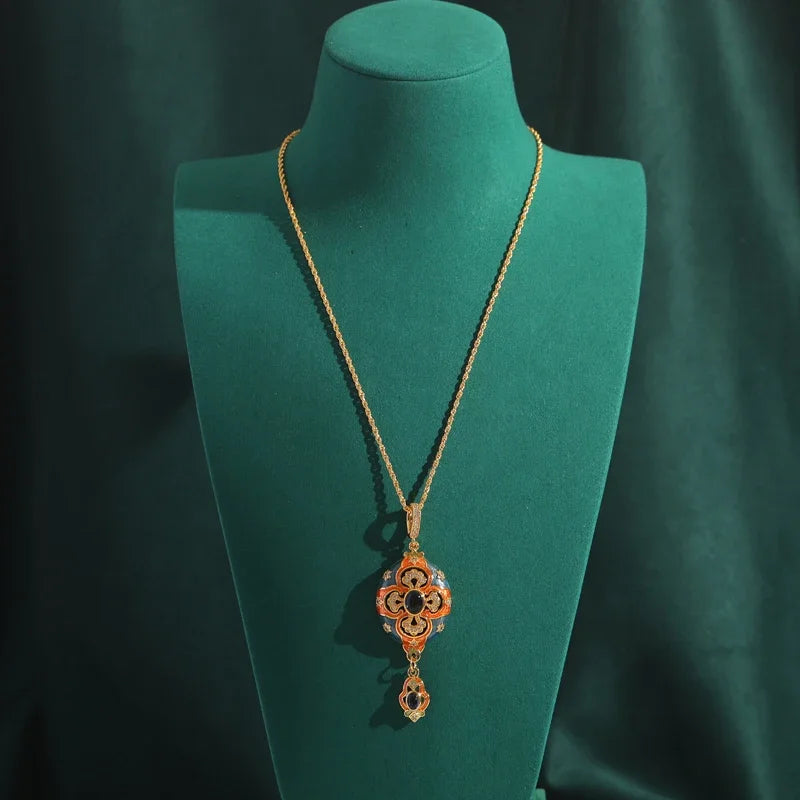 Vintage Palace Style Carved Pendant Necklace