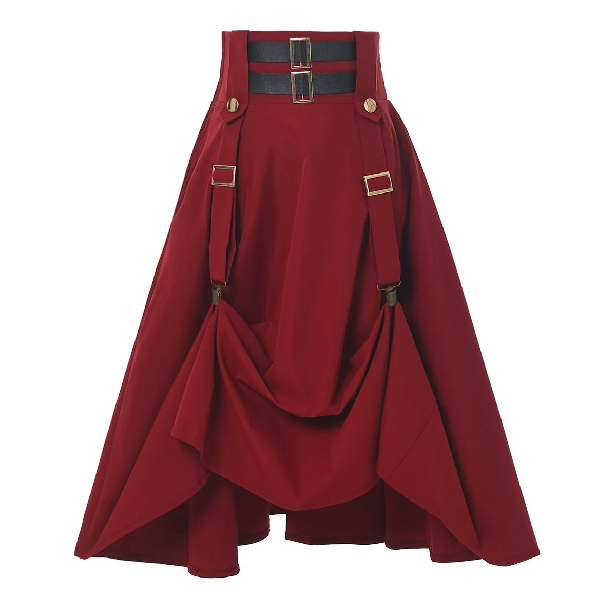"Iron Petal" High-Waisted Buckle Skirt