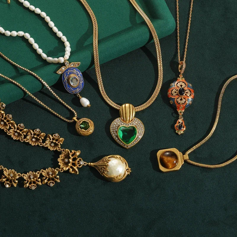 Vintage Palace Style Carved Pendant Necklace