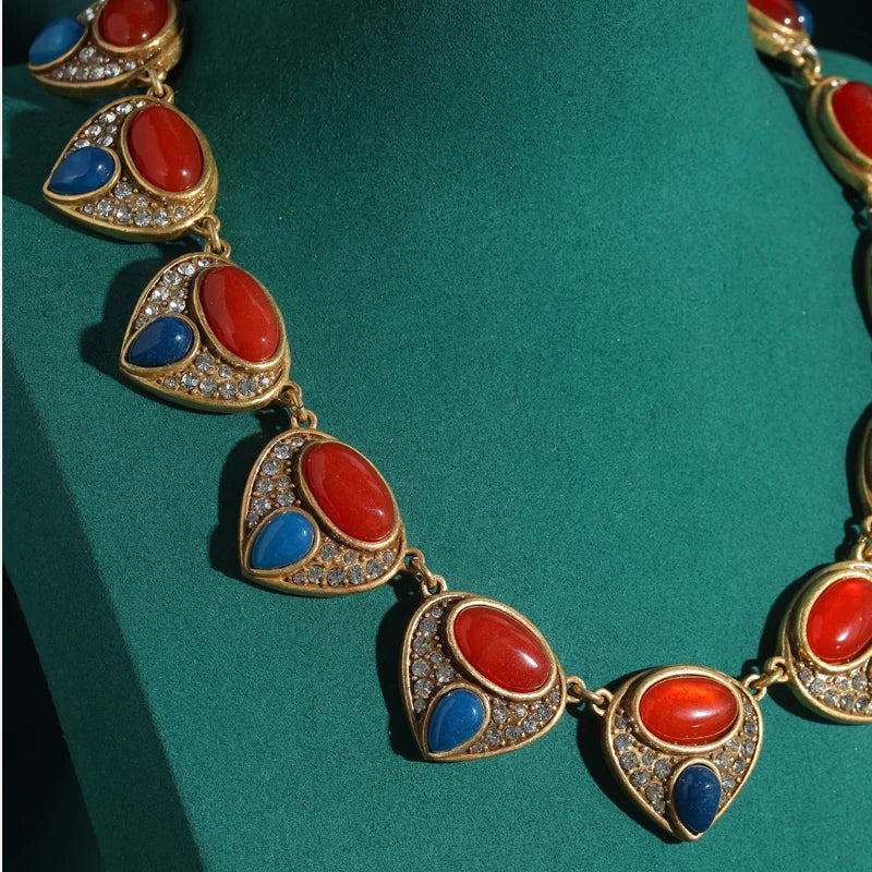 Vintage Red Agate Collar Choker Necklace