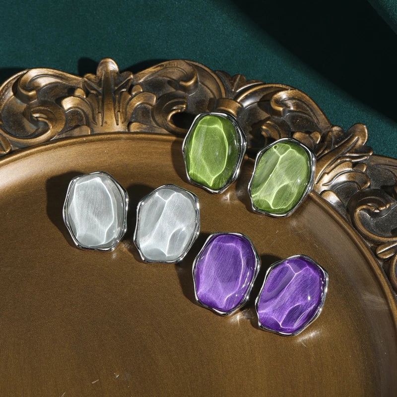 Retro Hollywood Oversized Purple Glass Ring – Sculptural Statement Cocktail Piece