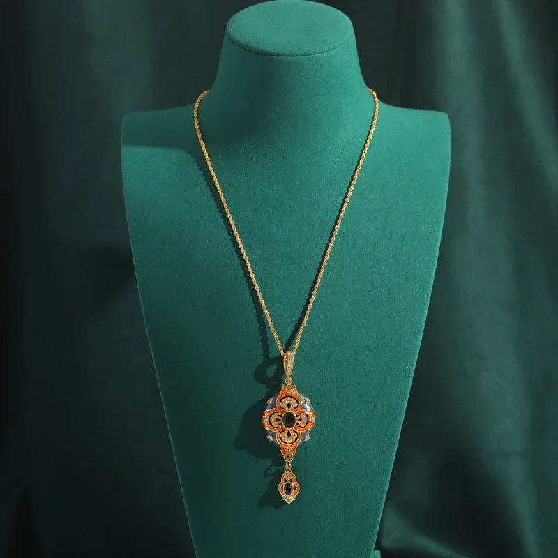 Vintage Palace Style Carved Pendant Necklace