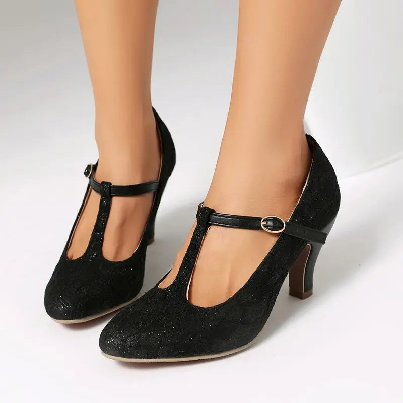 Lace Darling Mary Janes – T-Strap Heels in Delicate Lace with Vintage Romance