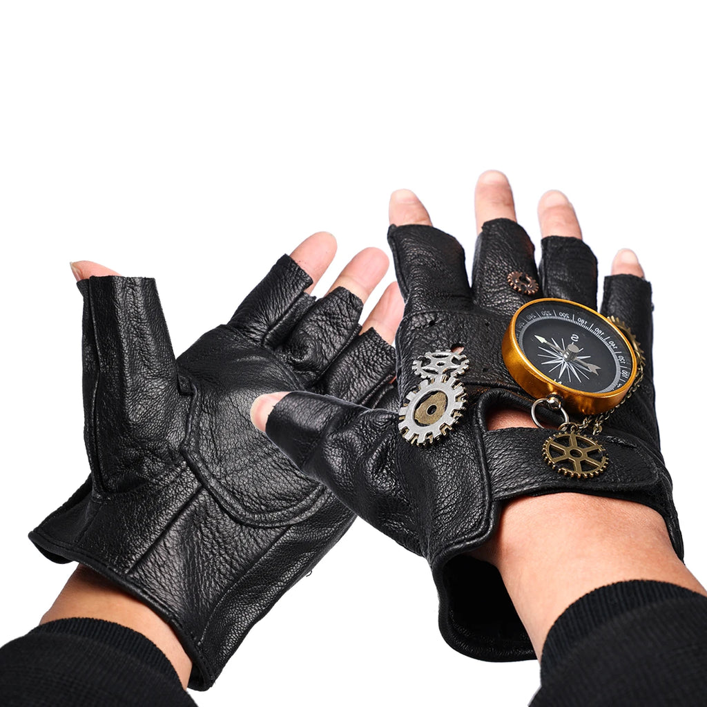 "Chrono Grip" Steampunk Compass Gloves – Unisex