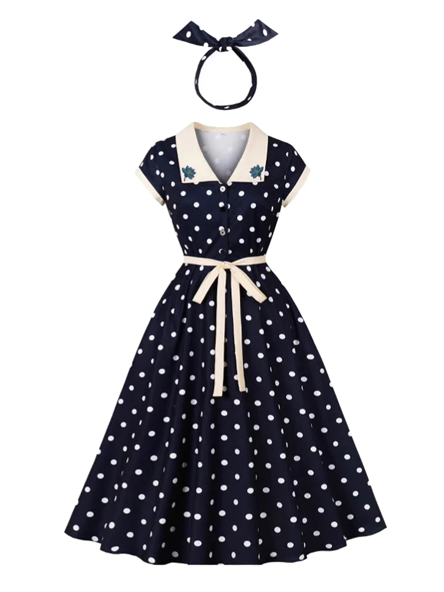 The 'Retro Charm' 1950s Polka Dot Swing Dress